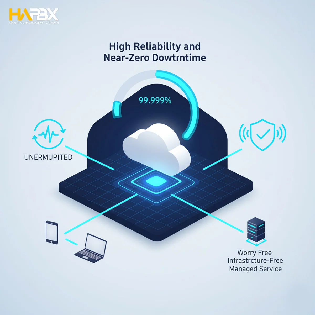The key to enterprise performance: HAPBX operates on a Dedicated Instance. Your Cloud PBX performance is never compromised by the "noisy neighbor" effect.
