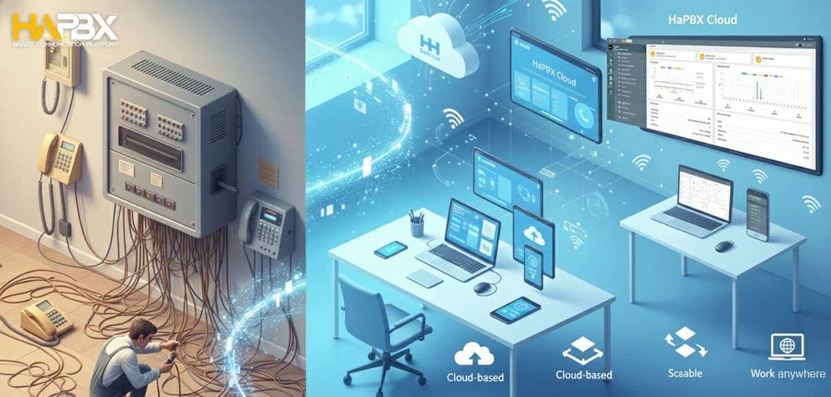 Comparing analog PBX phone system vs modern cloud telephony.