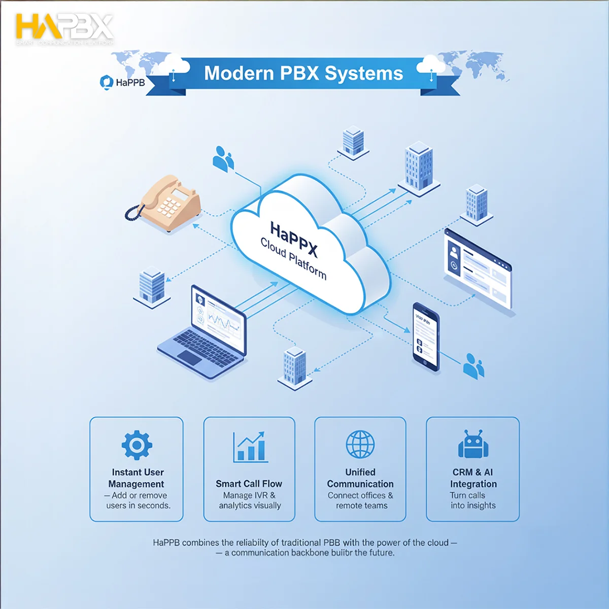 How an analog PBX phone system routes internal calls.
