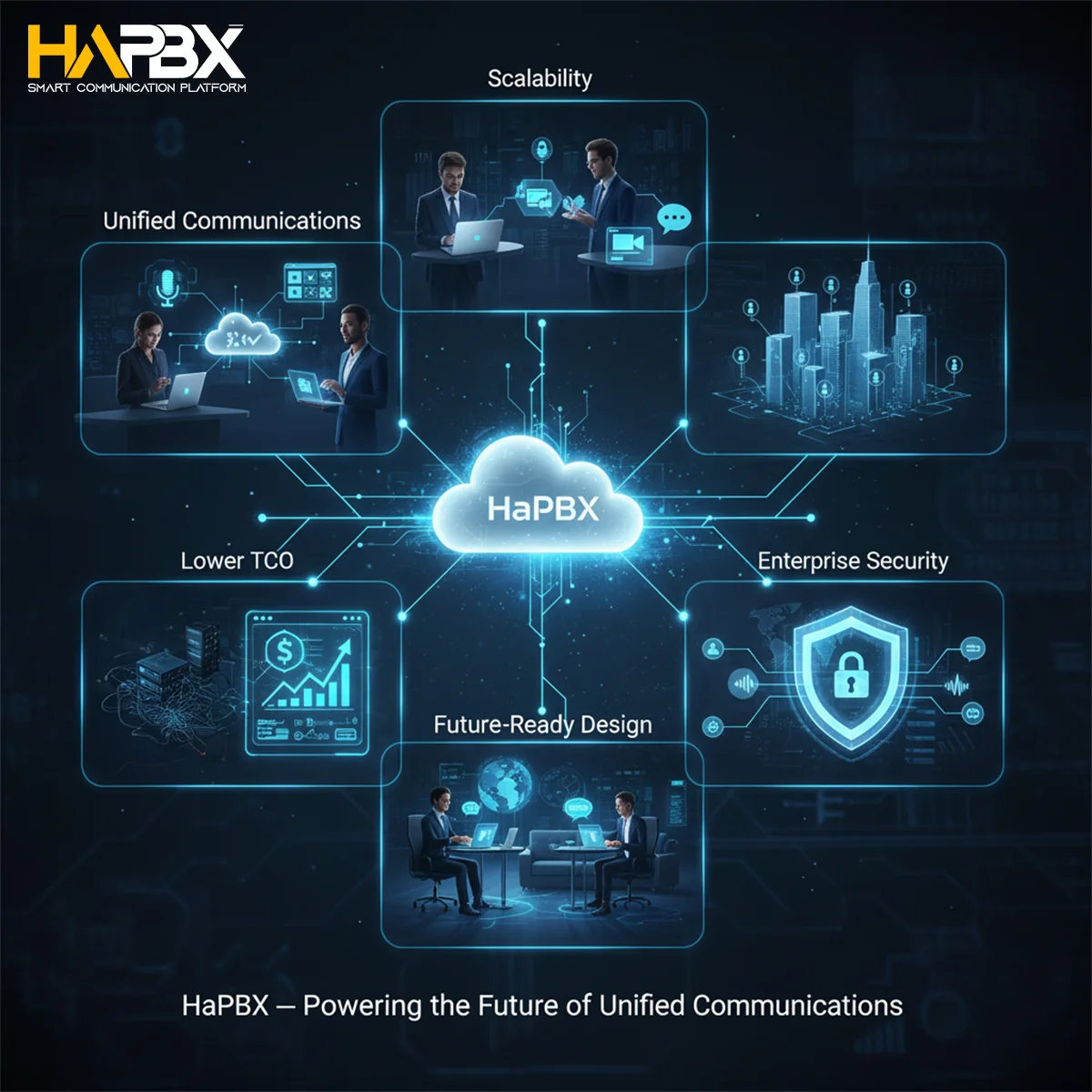 Step into the future of communication: upgrade PBX holding with HaPBX for smarter, scalable operations.